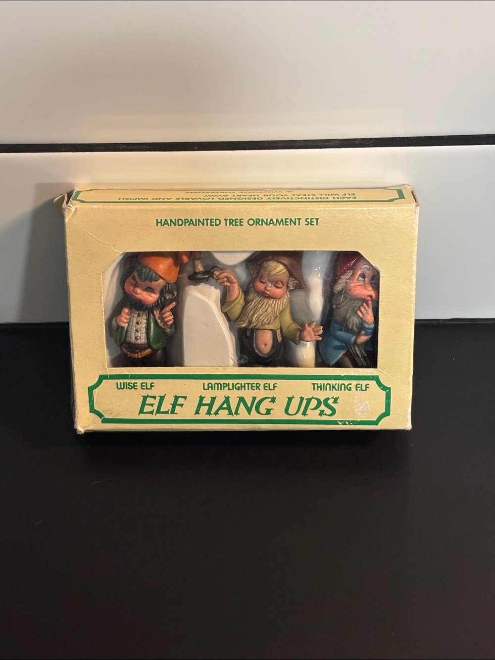 Vintage 70’s Elf Hang Ups Handpainted Tree Ornament Set.